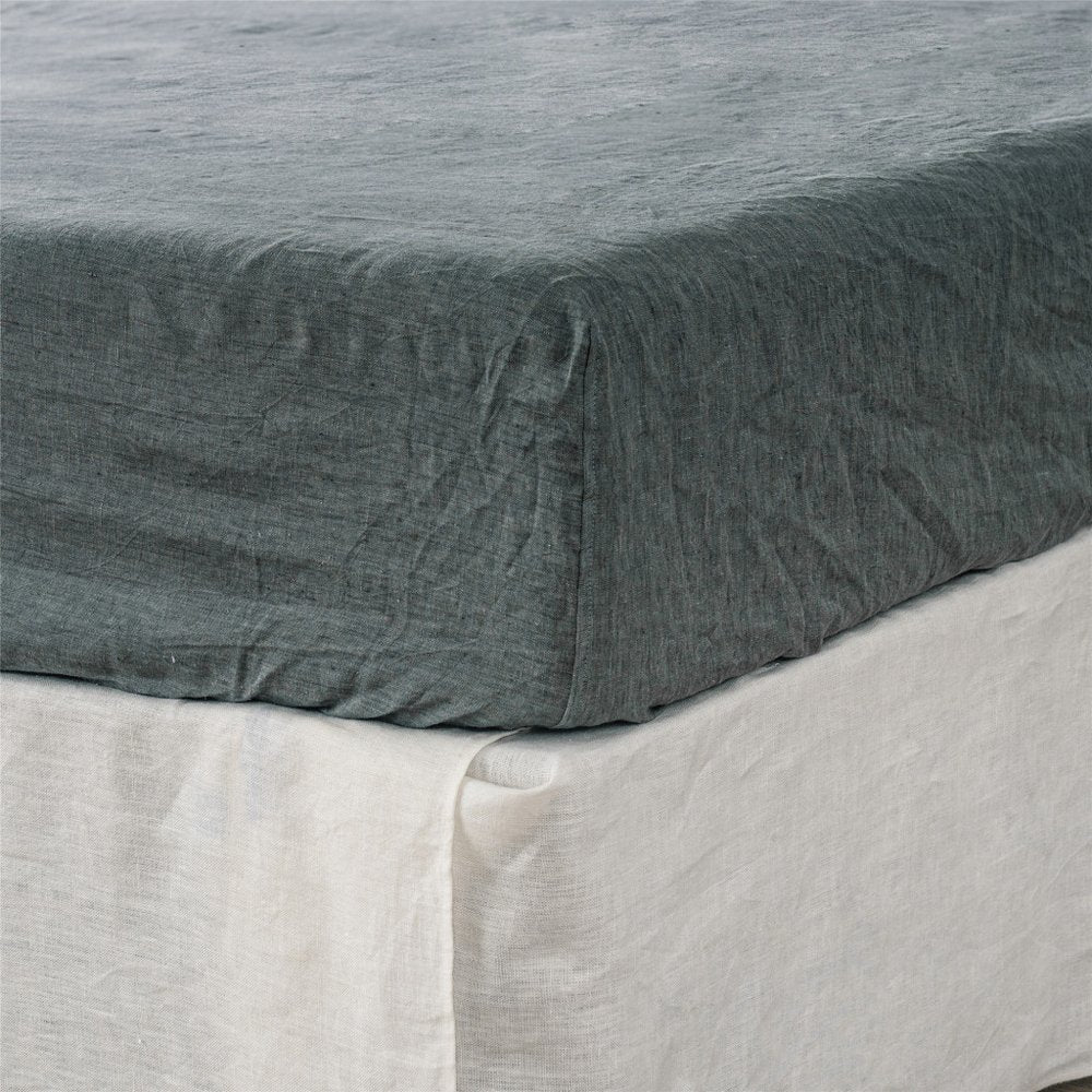 Slate Gray Linen King Fitted Sheet