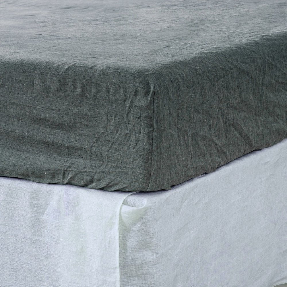 Slate Gray Linen King Fitted Sheet