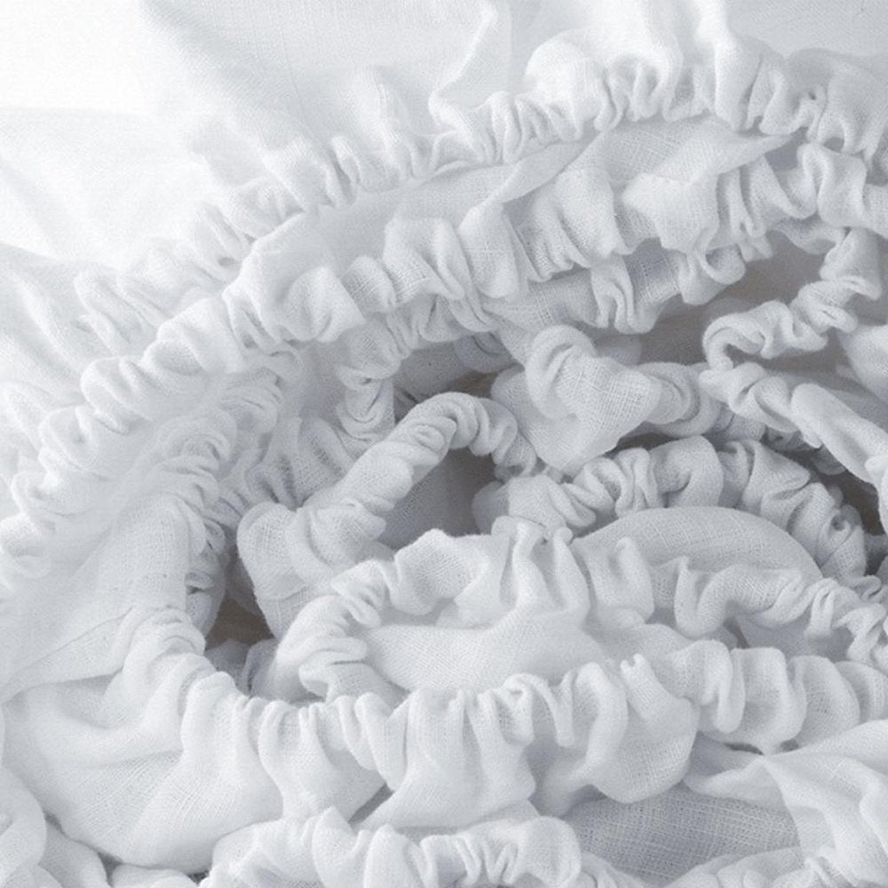 Slate Gray Linen Twin Fitted Sheet close-up detail