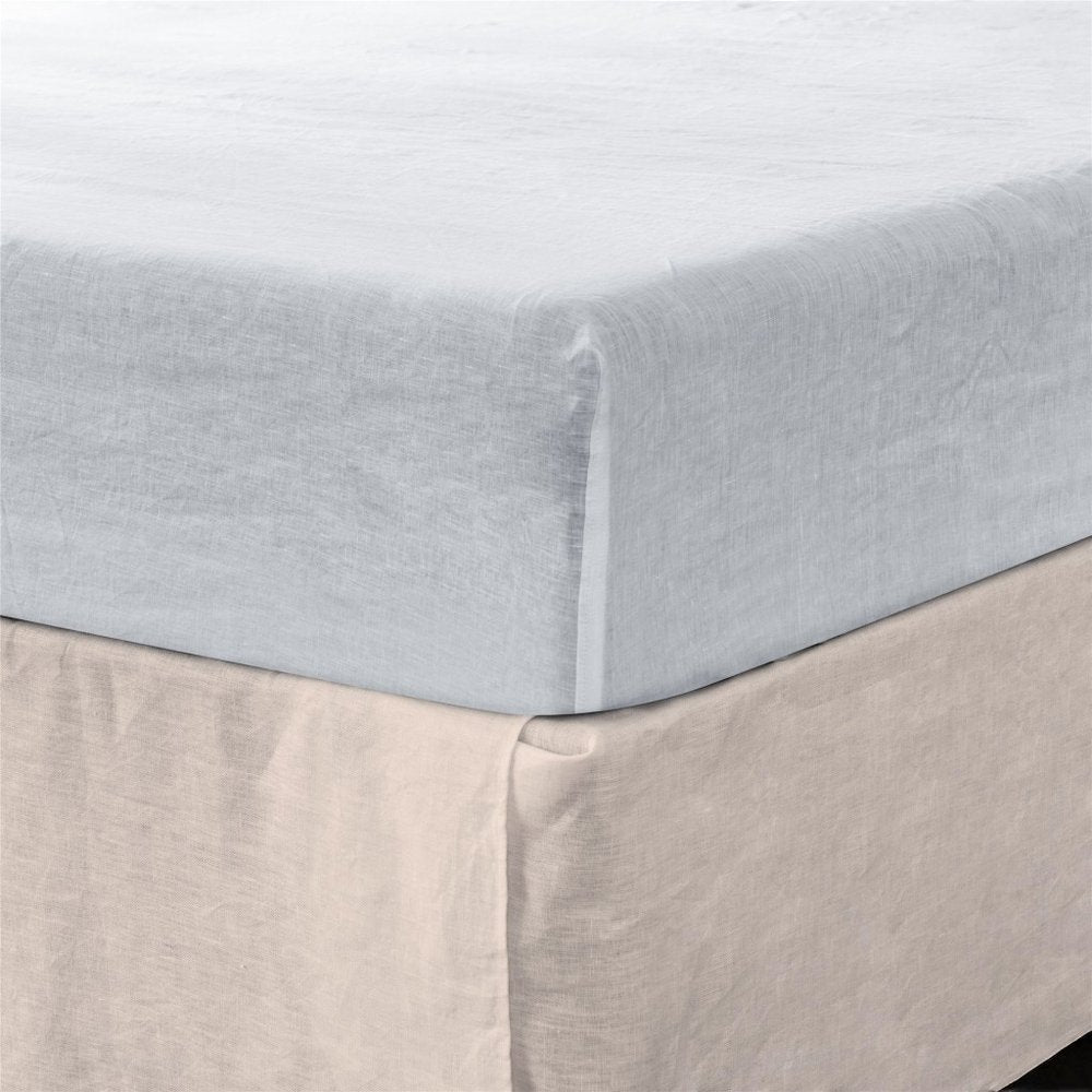 Slate Gray Linen Twin Fitted Sheet close-up detail