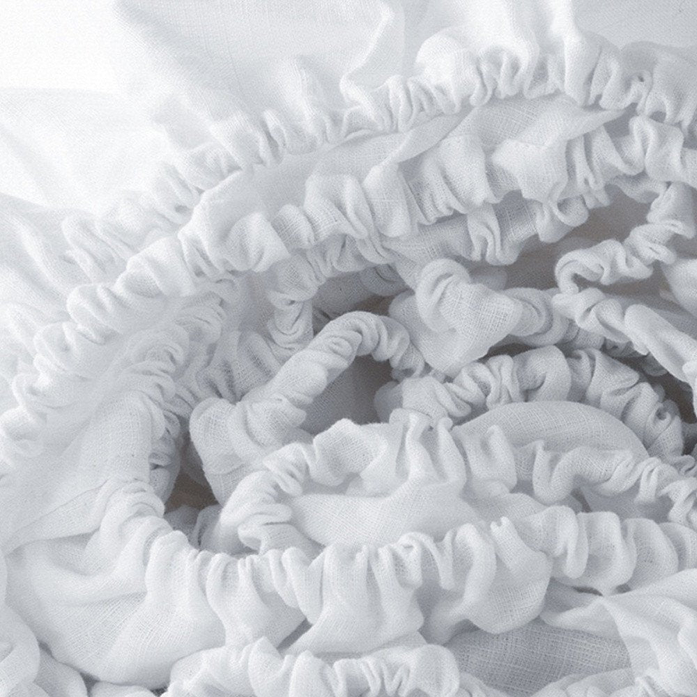 Slate Gray Linen Queen Fitted sheet close-up detail