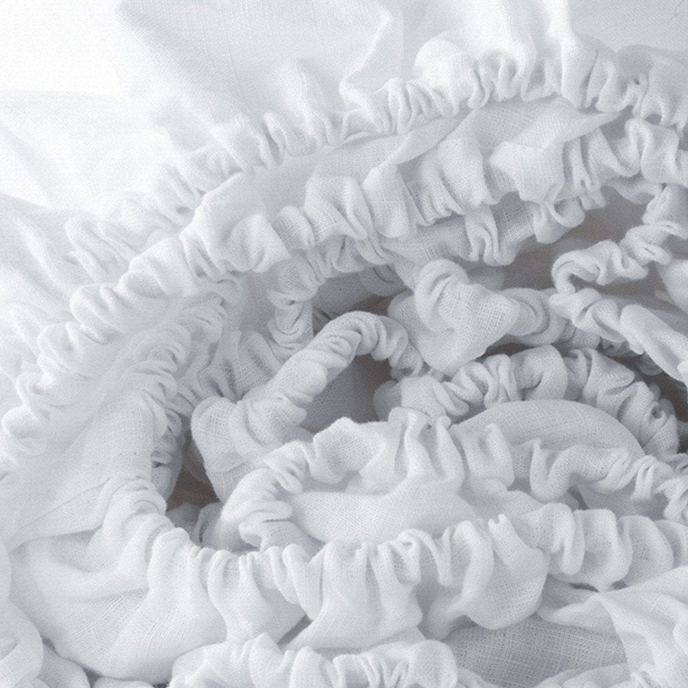 Slate Gray Linen Queen Fitted sheet close-up detail