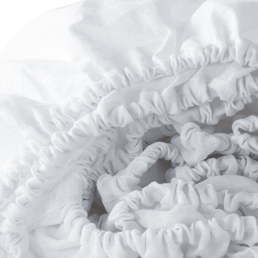 White Linen King Fitted sheet on a white background