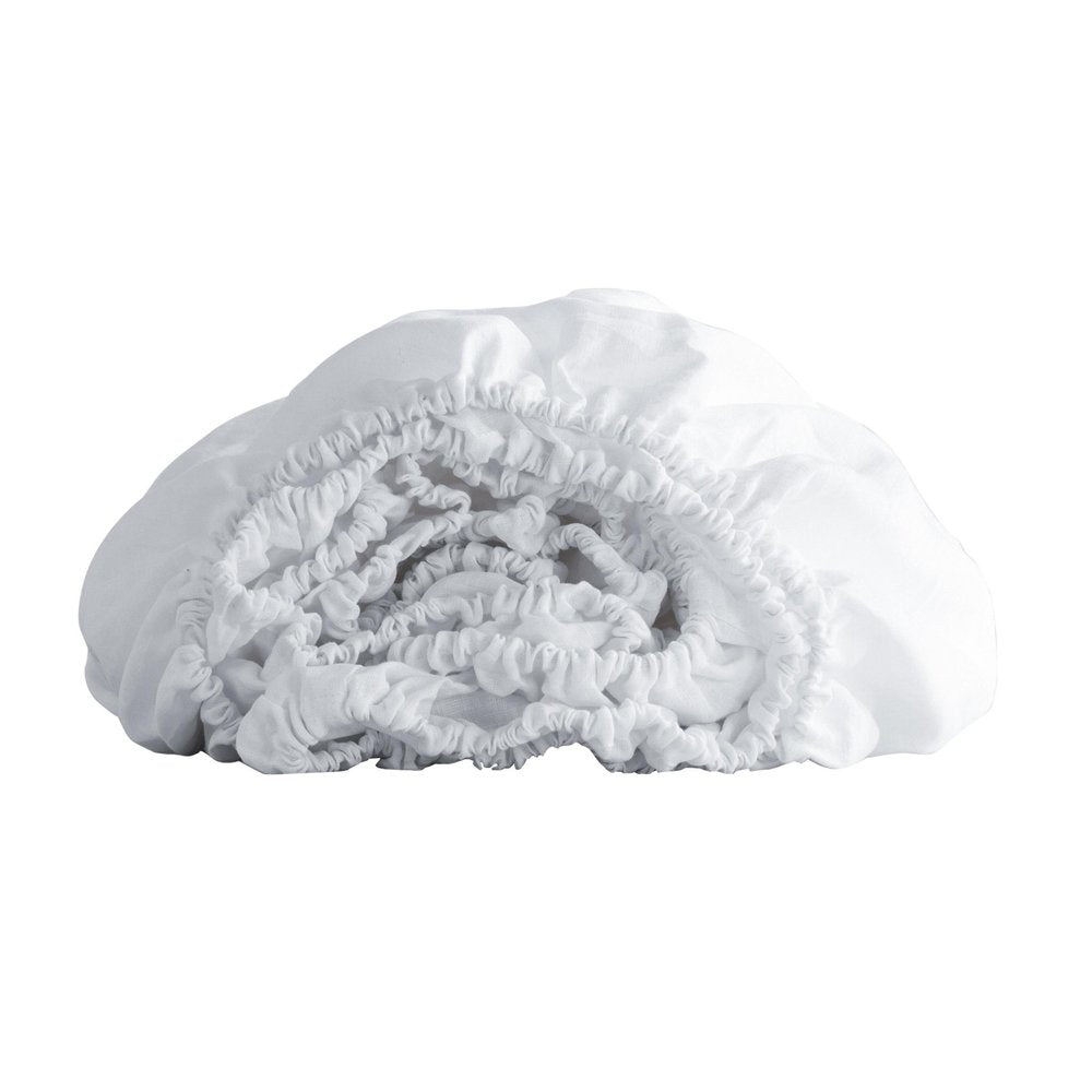 White Linen King Fitted sheet on a white background