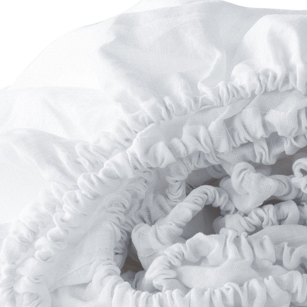White Linen King Fitted sheet on a white background