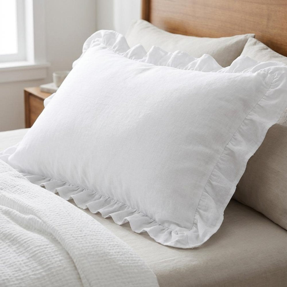 White Linen King Fitted sheet in a home interior