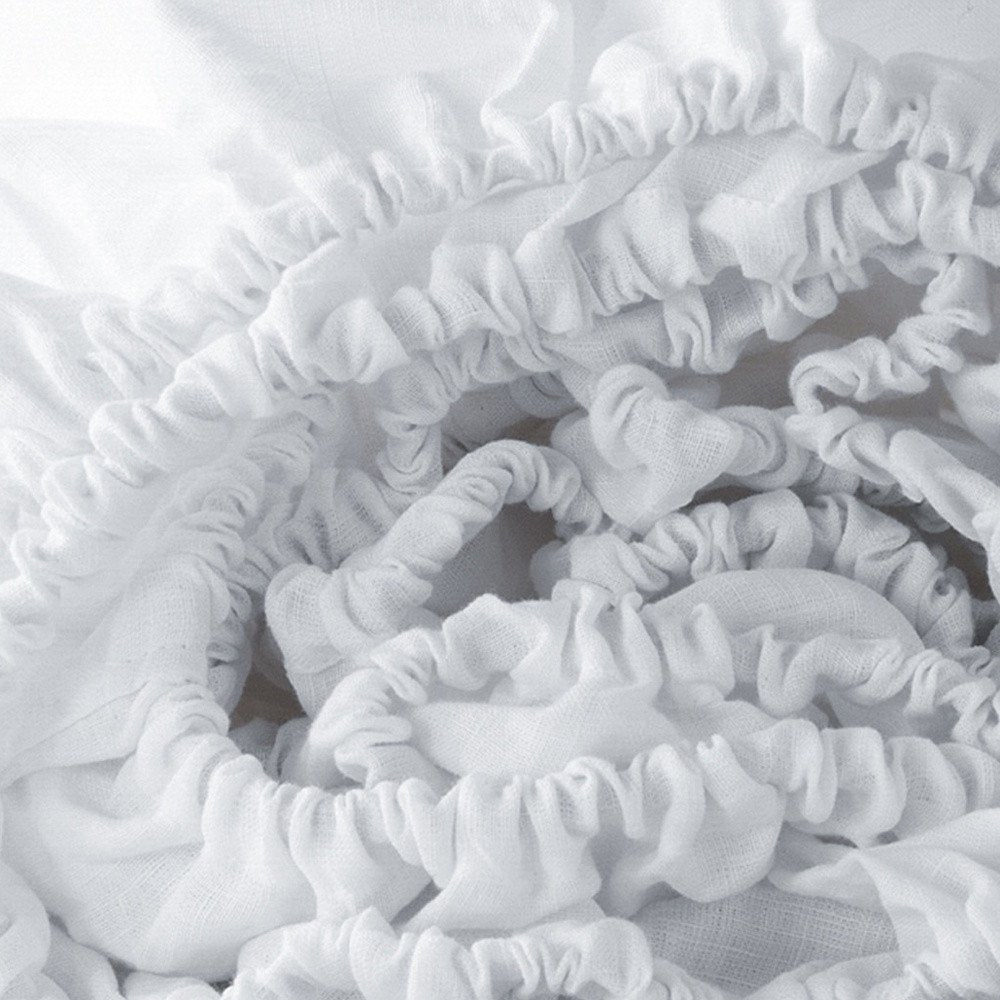 White Linen King Fitted sheet close-up detail