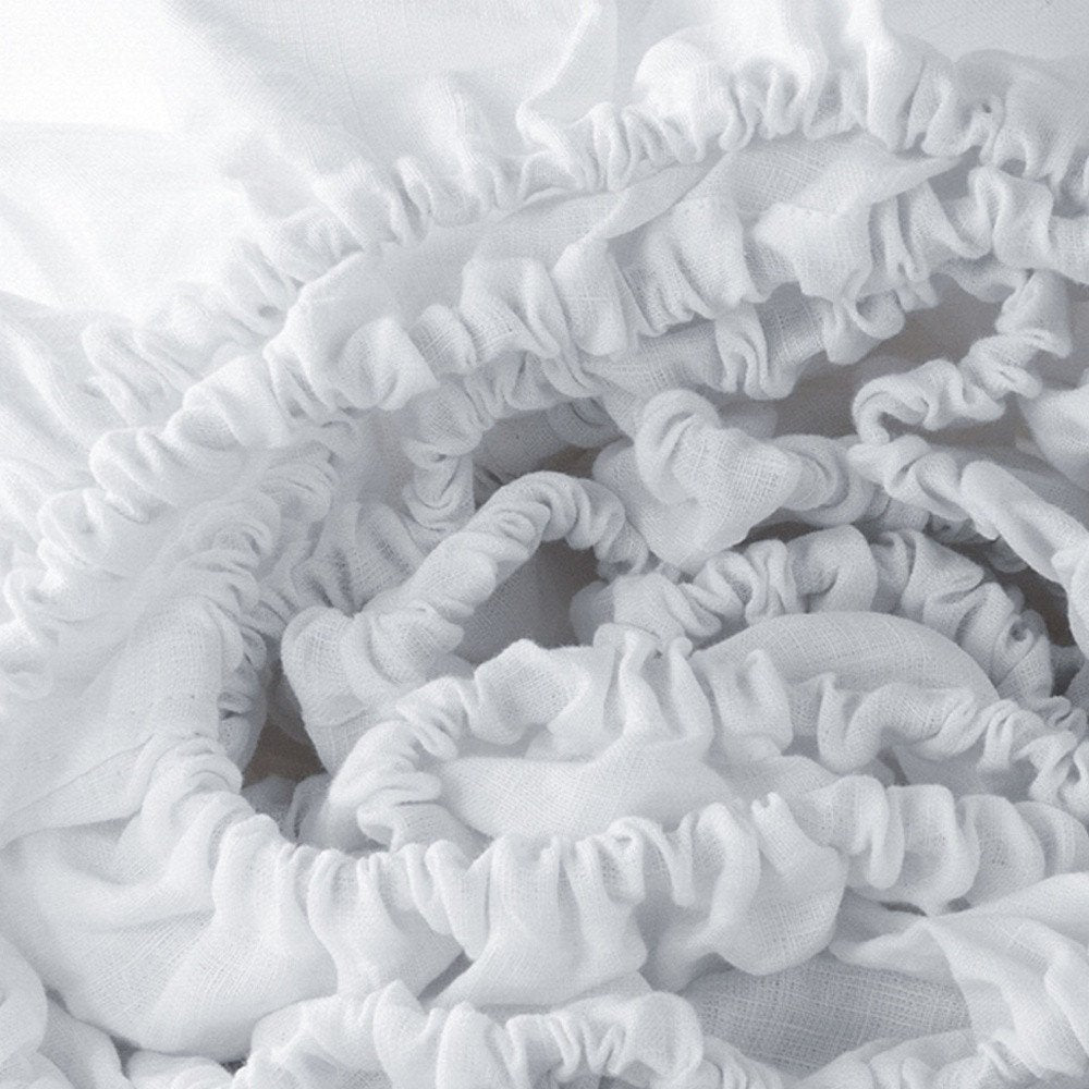 White Linen King Fitted sheet on a white background