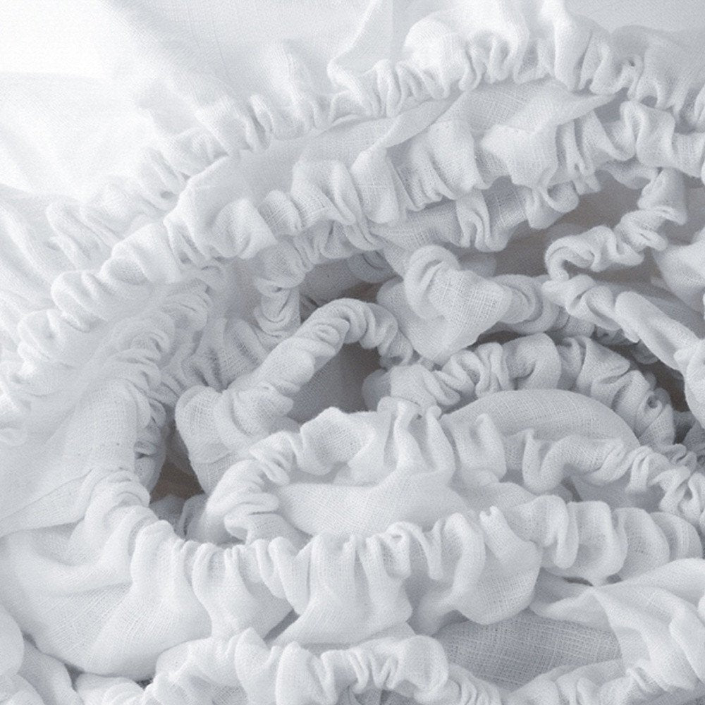 White Linen King Fitted sheet on a white background