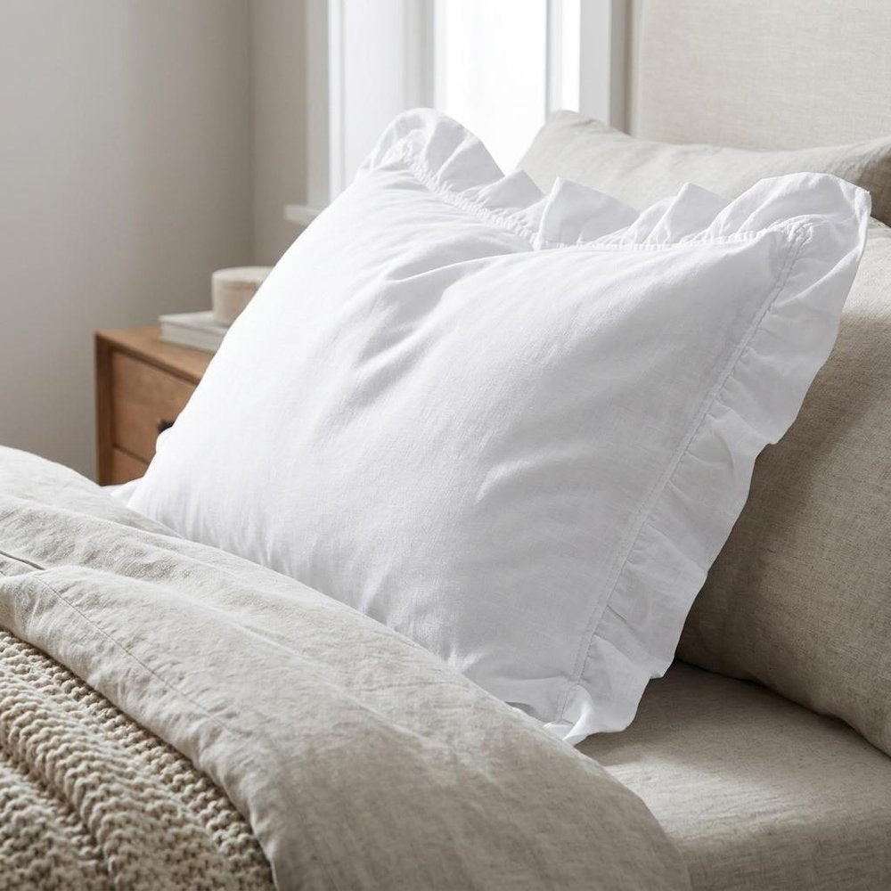 Slate Gray Linen California King Fitted Sheet in a home interior