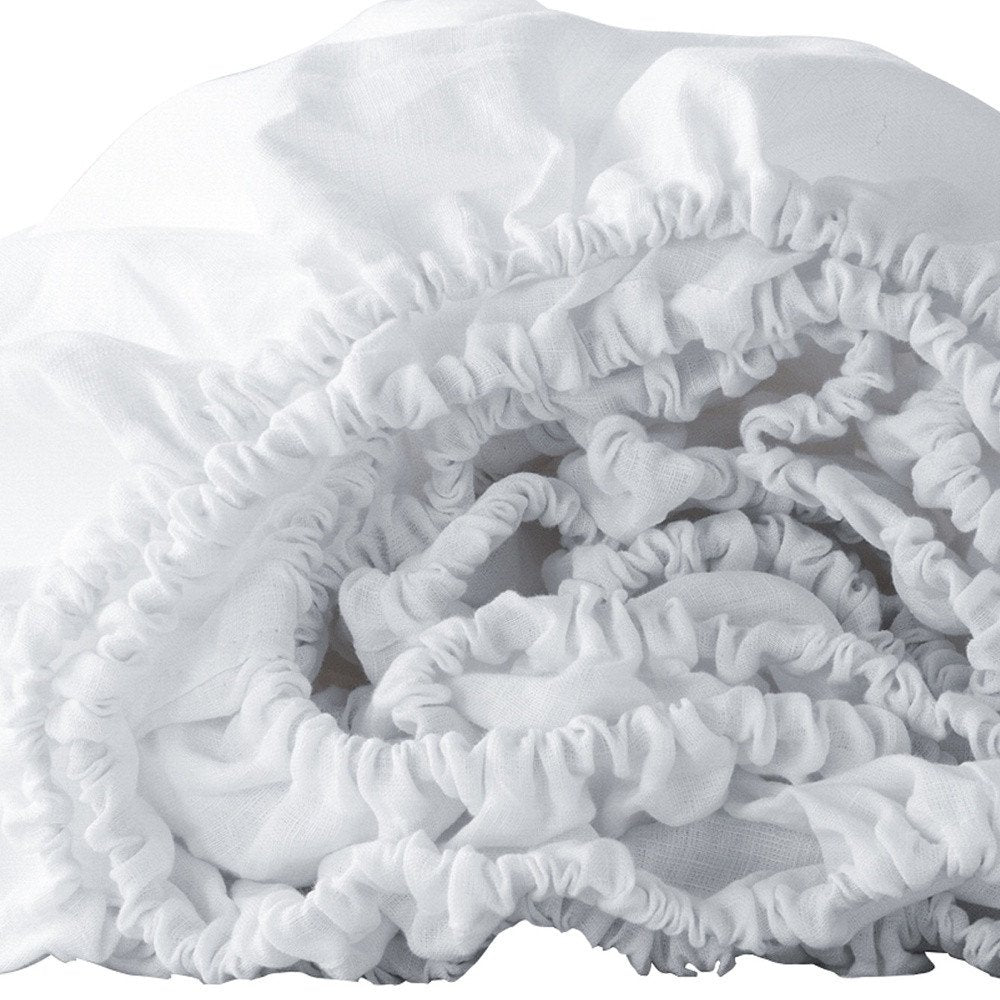 Slate Gray Linen California King Fitted Sheet on a white background