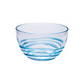 Clear and Blue Four Piece Swirl Acrylic Service For Four Bowl Set on a white background