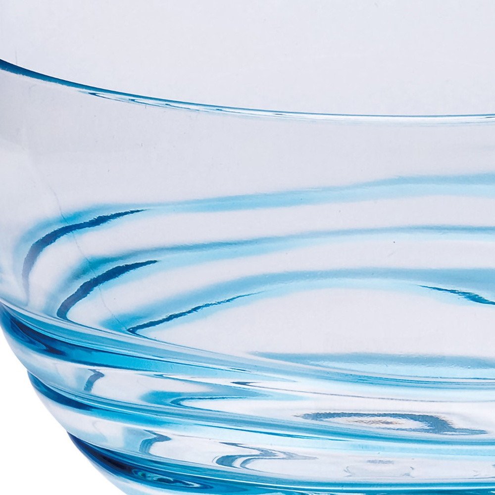 Clear and Blue Four Piece Swirl Acrylic Service For Four Bowl Set close-up detail