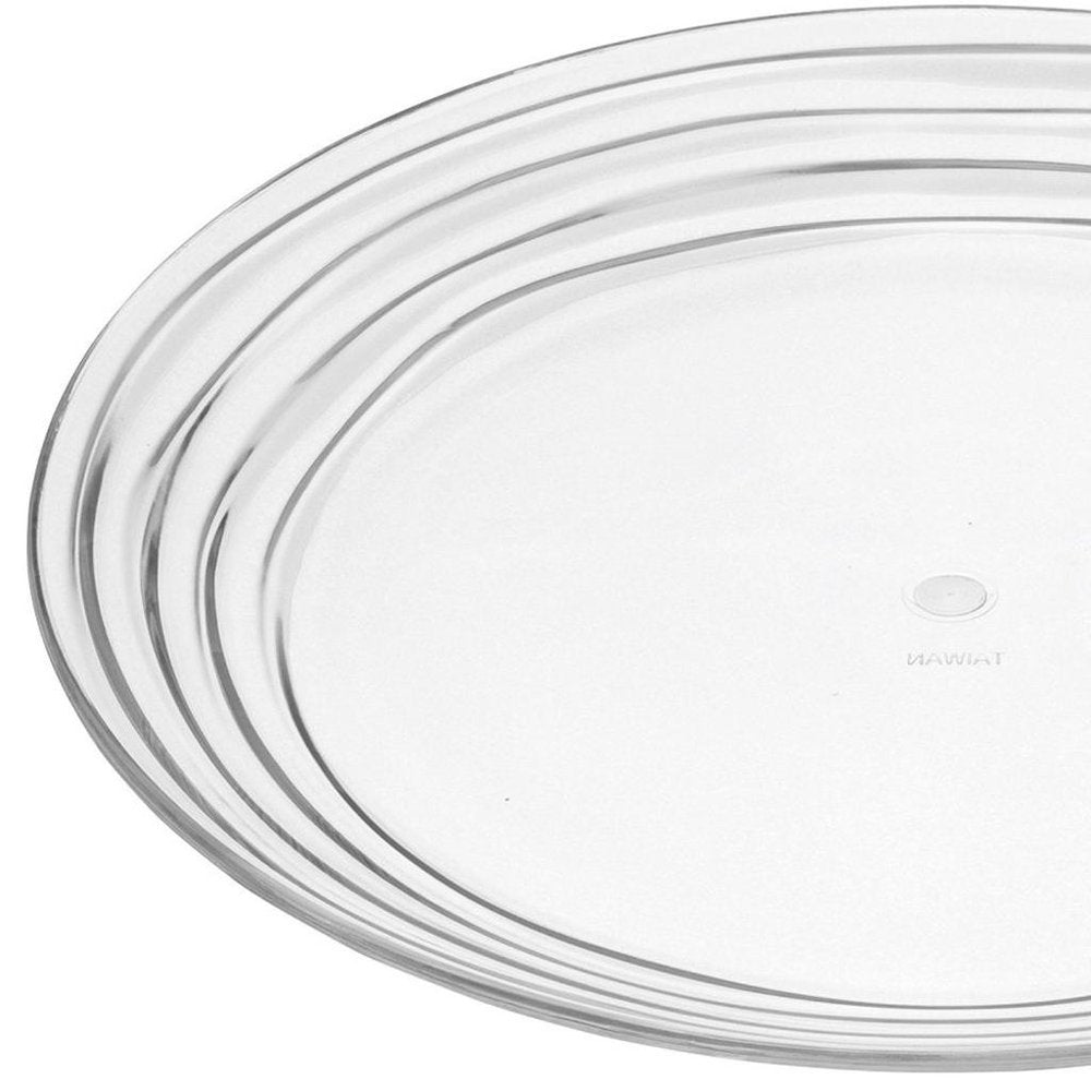 Clear Four Piece Round Swirl Acrylic Service For Four Salad Plate Set on a white background