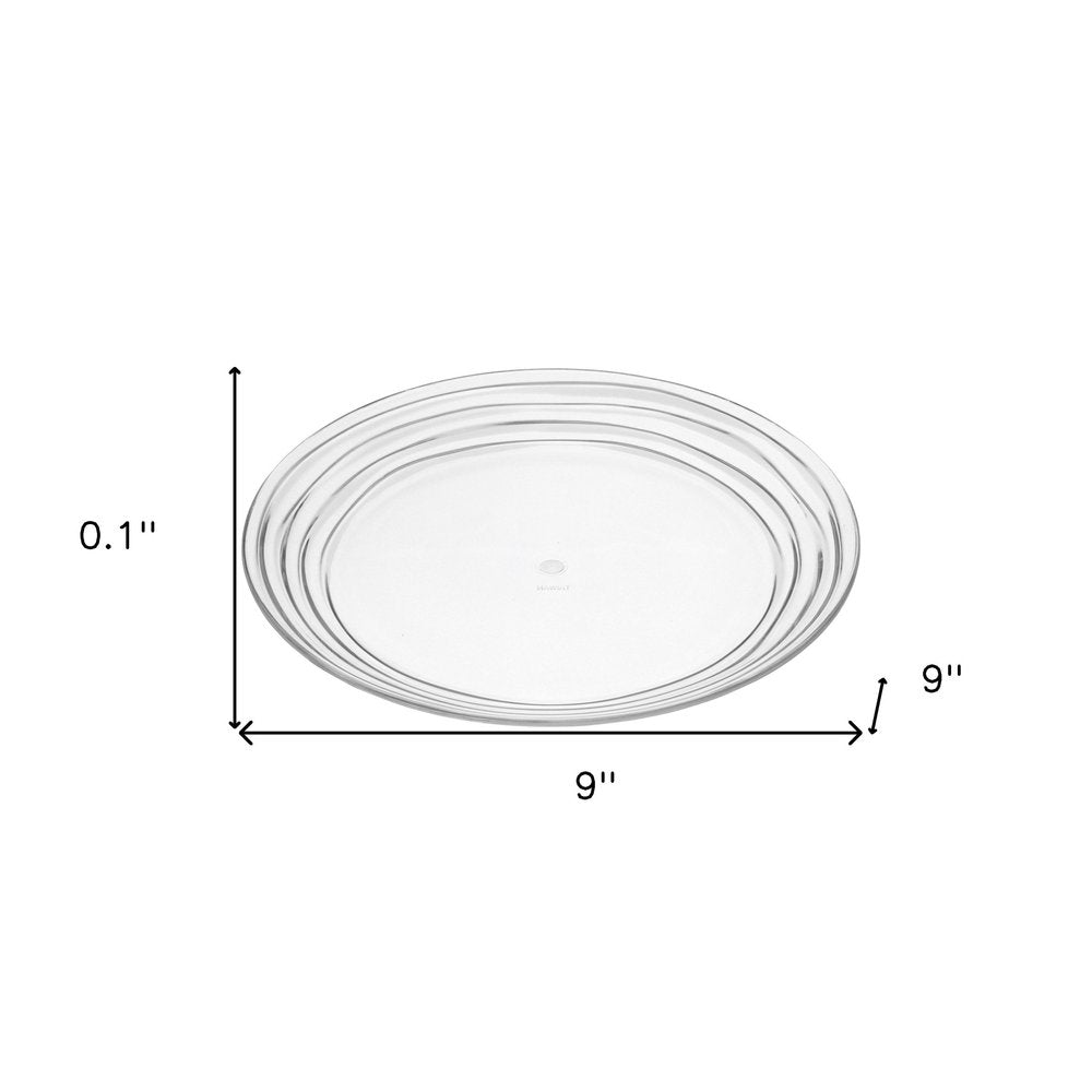 Clear Four Piece Round Swirl Acrylic Service For Four Salad Plate Set on a white background