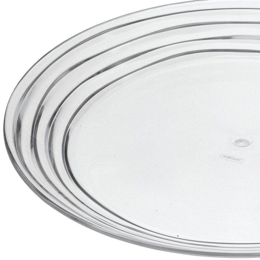Clear Four Piece Round Swirl Acrylic Service For Four Dinner Plate Set on a white background