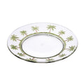 Clear and Green Four Piece Palm Tree Acrylic Service For Four Dinner Plate Set on a white background