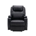 33" Black Power Heated Massage Lift Assist Recliner. Recliner isolated on a plain white background, in a black finish.