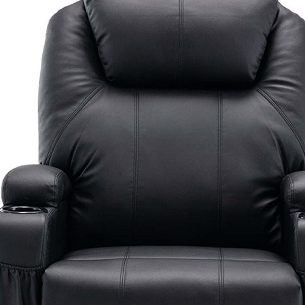 Close-up of 33" Black Power Heated Massage Lift Assist Recliner showing the black texture.