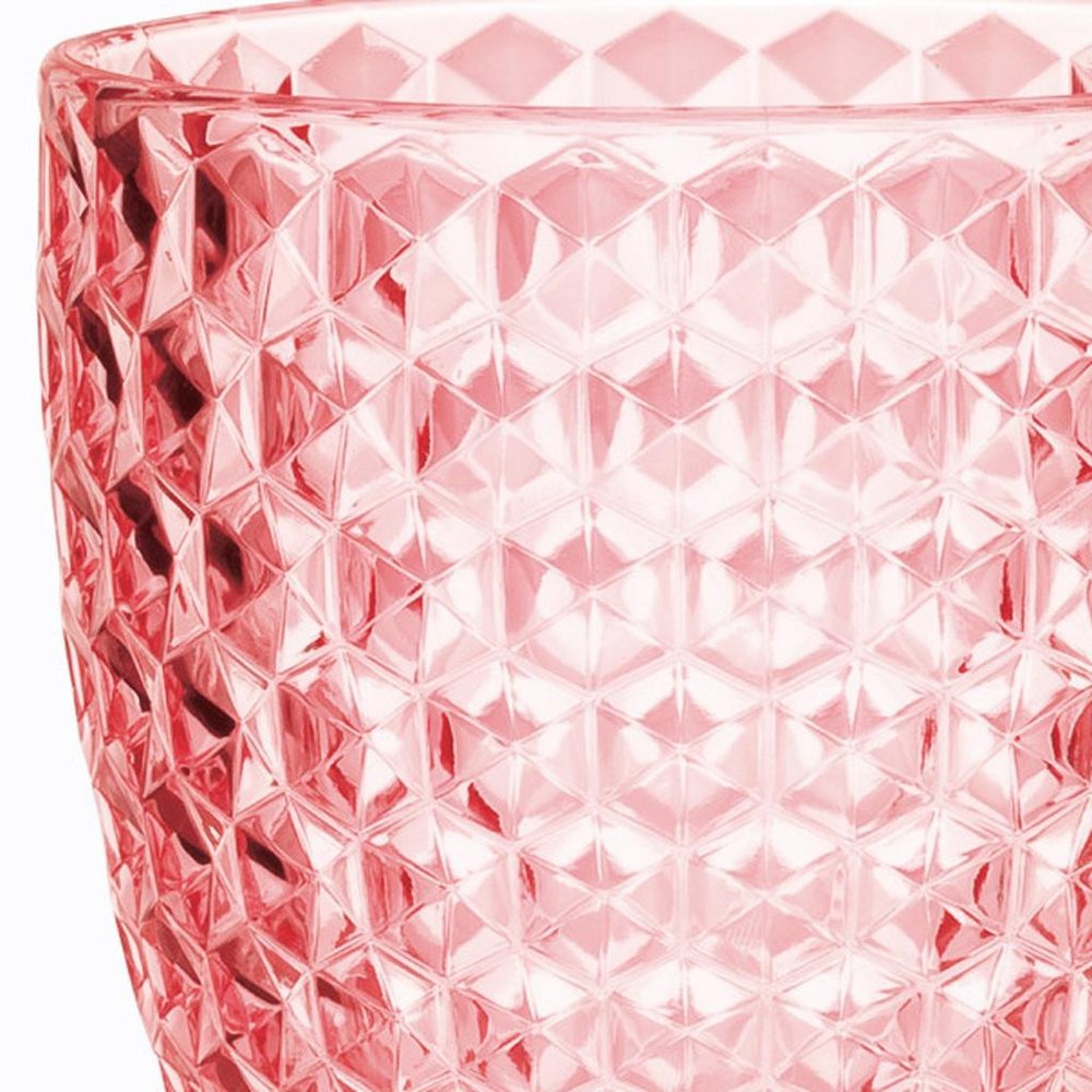 Set of Four Pink Diamond Acrylic Stemmed All Purpose Wine Glass on a white background
