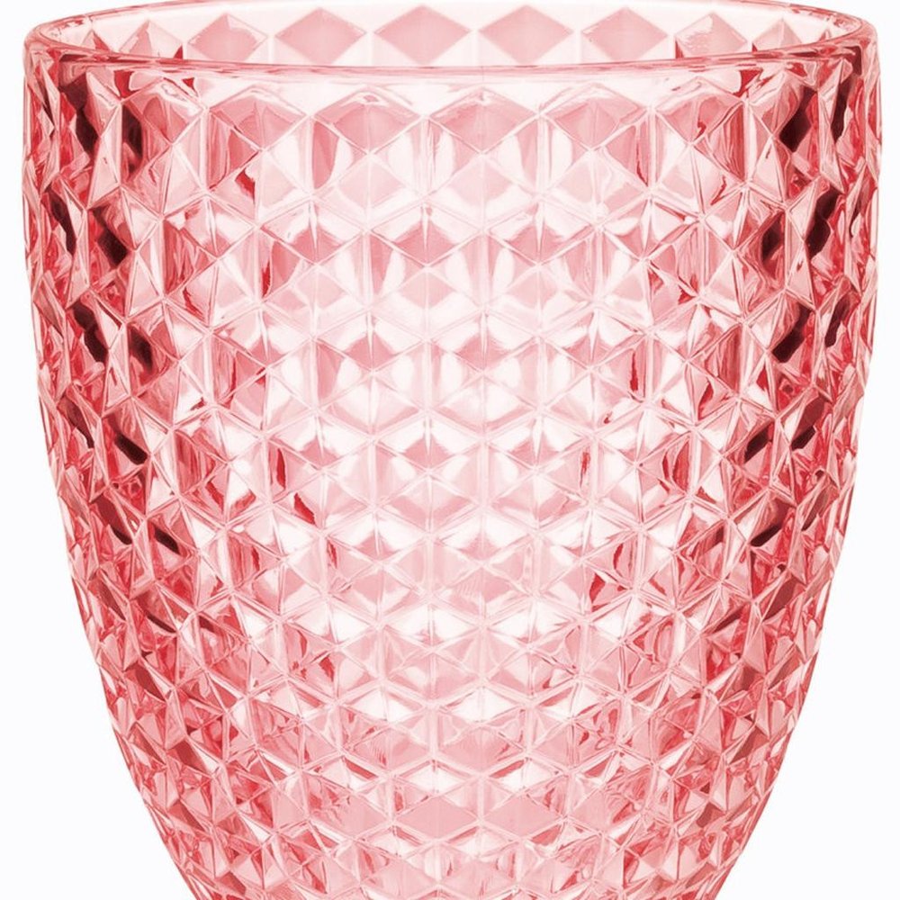 Set of Four Pink Diamond Acrylic Stemmed All Purpose Wine Glass on a white background