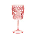 Set of Four Pink Paisley Acrylic Stemmed All Purpose Wine Glass on a white background