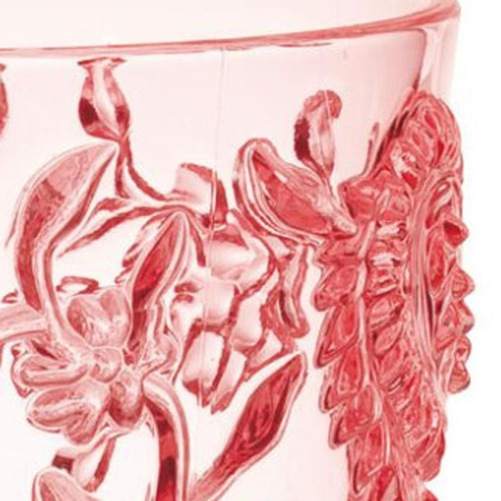 Set of Four Pink Paisley Acrylic Stemmed All Purpose Wine Glass on a white background