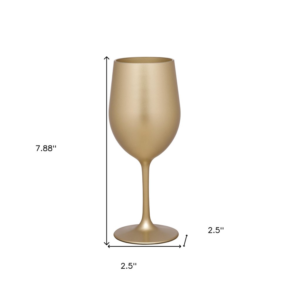 Set of Four Gold Acrylic Stemmed All Purpose Wine Glasses on a white background