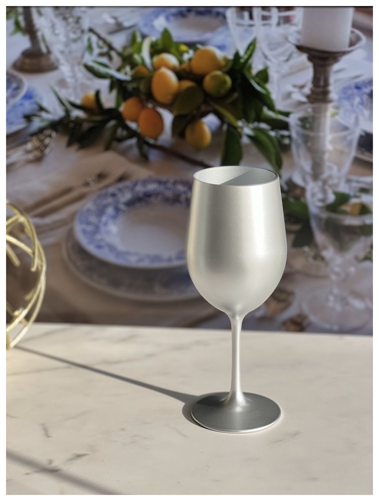 Set of Four Silver Acrylic Stemmed All Purpose Wine Glass - 7.88" H x 2.5" W x 2.5" D