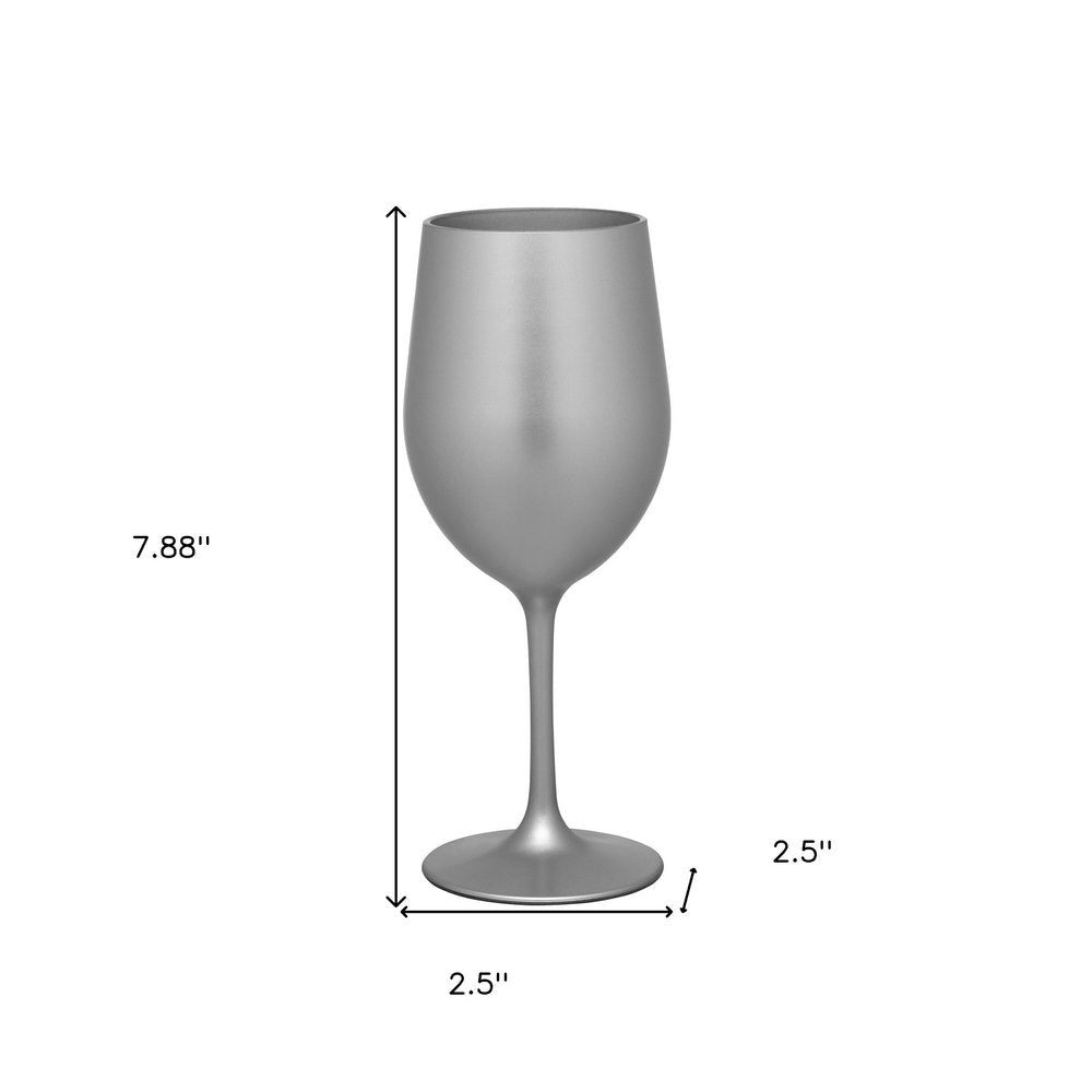 Set of Four Silver Acrylic Stemmed All Purpose Wine Glass - 7.88" H x 2.5" W x 2.5" D