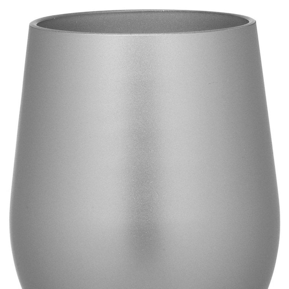 Set of Four Silver Acrylic Stemmed All Purpose Wine Glass - 7.88" H x 2.5" W x 2.5" D on a white background
