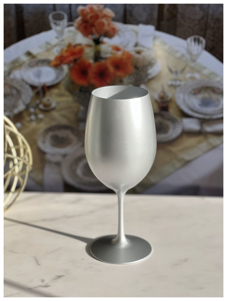 Set of Four Silver Acrylic Stemmed All Purpose Wine Glass - 8.88" H x 2.88" W x 2.88" D