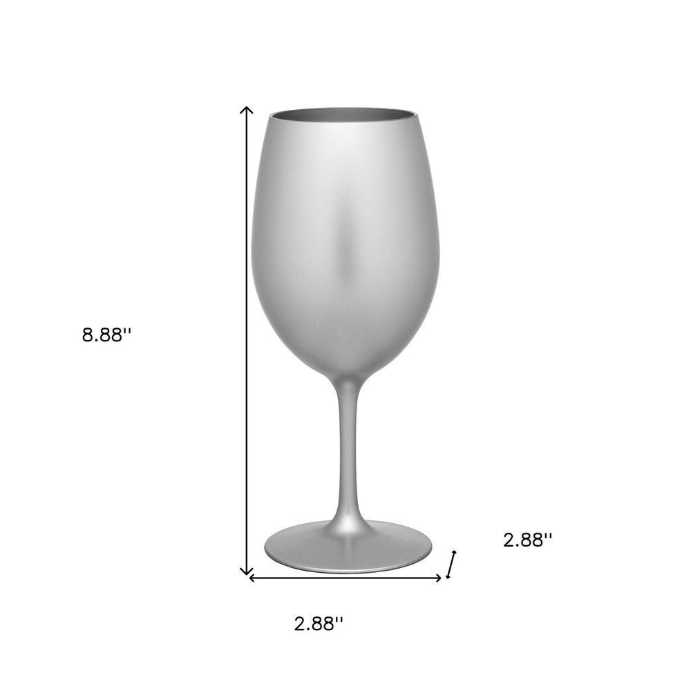 Set of Four Silver Acrylic Stemmed All Purpose Wine Glass - 8.88" H x 2.88" W x 2.88" D