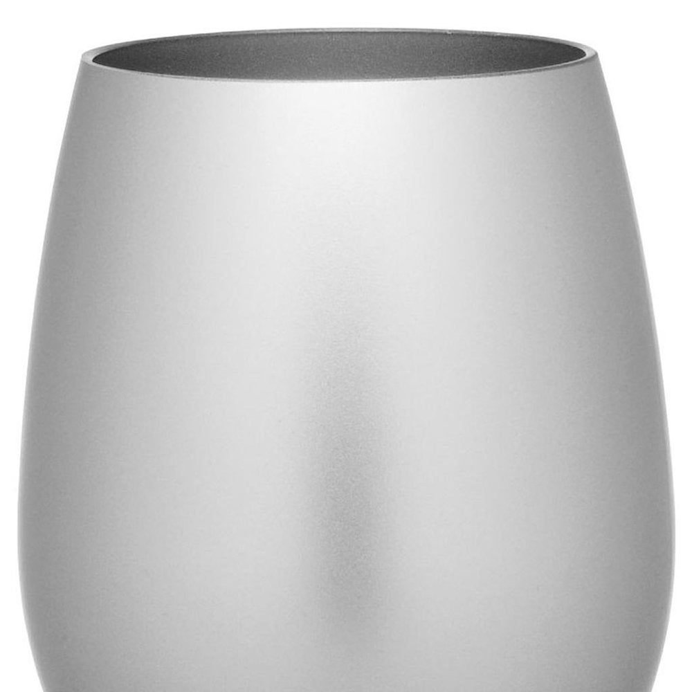 Set of Four Silver Acrylic Stemmed All Purpose Wine Glass - 8.88" H x 2.88" W x 2.88" D on a white background