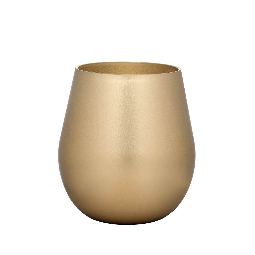 Set of Four Gold Acrylic Stemless All Purpose Wine Glass on a white background