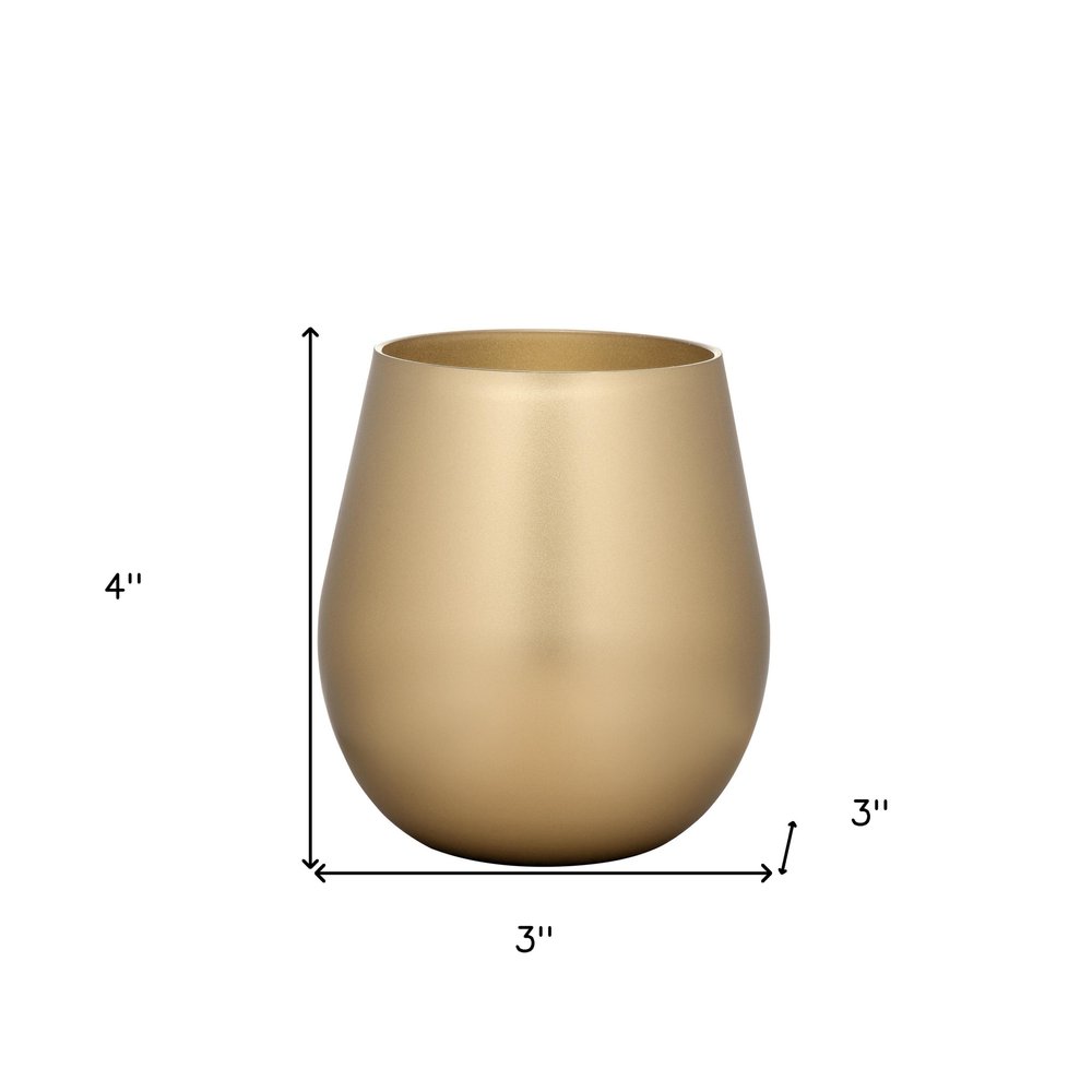 Set of Four Gold Acrylic Stemless All Purpose Wine Glass on a white background