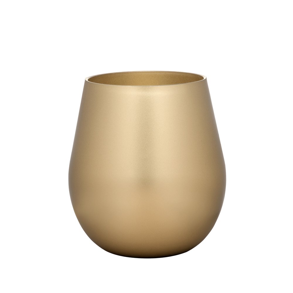 Set of Four Gold Acrylic Stemless All Purpose Wine Glass on a white background