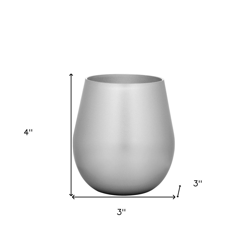 Set of Four Silver Acrylic Stemless All Purpose Wine Glass on a white background