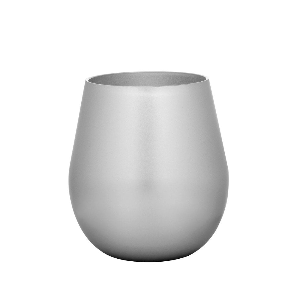 Set of Four Silver Acrylic Stemless All Purpose Wine Glass on a white background
