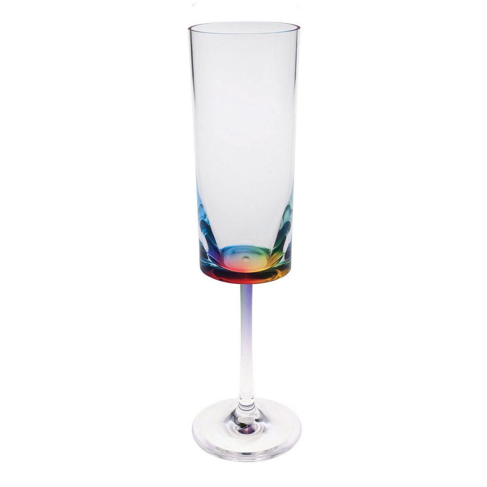 Set of Four Rainbow Acrylic Round Bowl Stemmed Flute