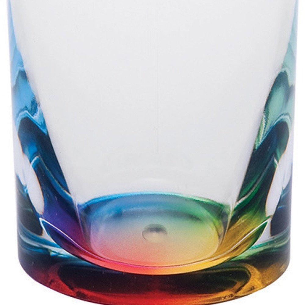 Set of Four Rainbow Acrylic Round Bowl Stemmed Flute