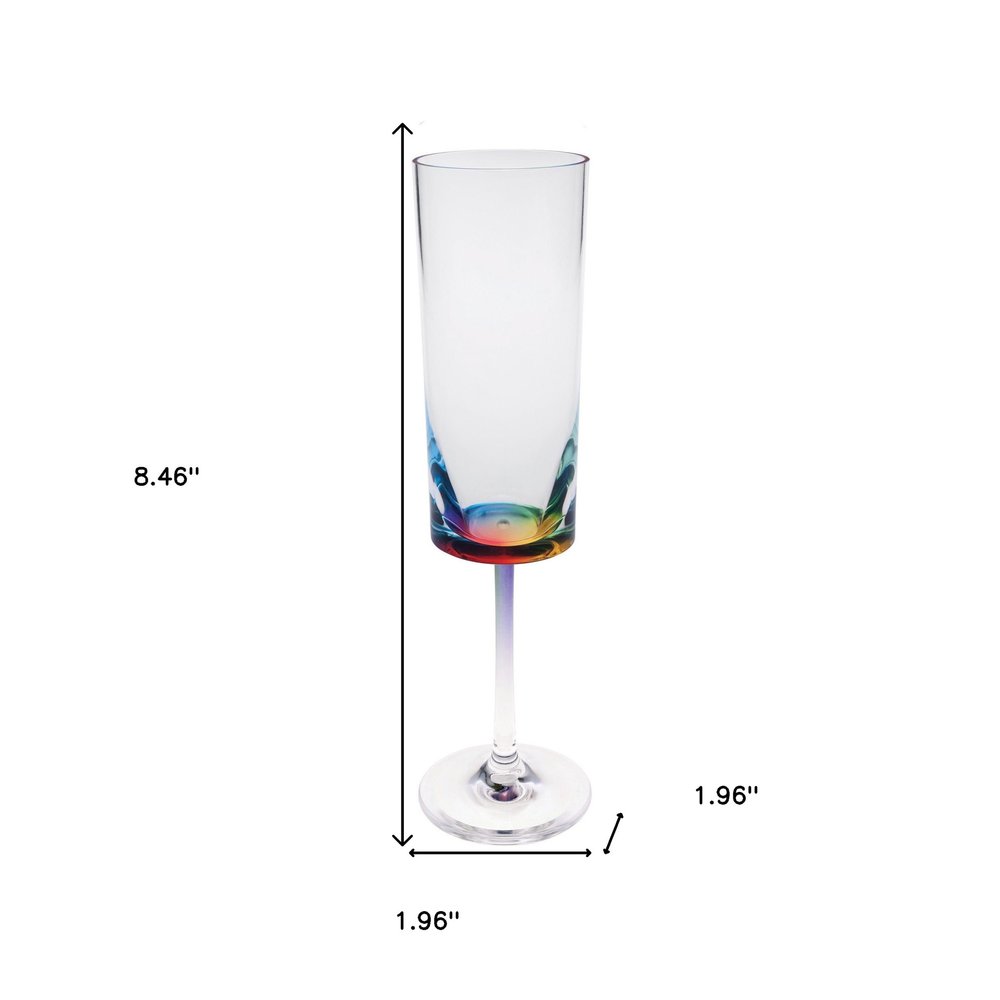 Set of Four Rainbow Acrylic Round Bowl Stemmed Flute