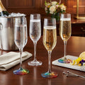 Set of Four Rainbow Acrylic Round Bowl Stemmed Flute