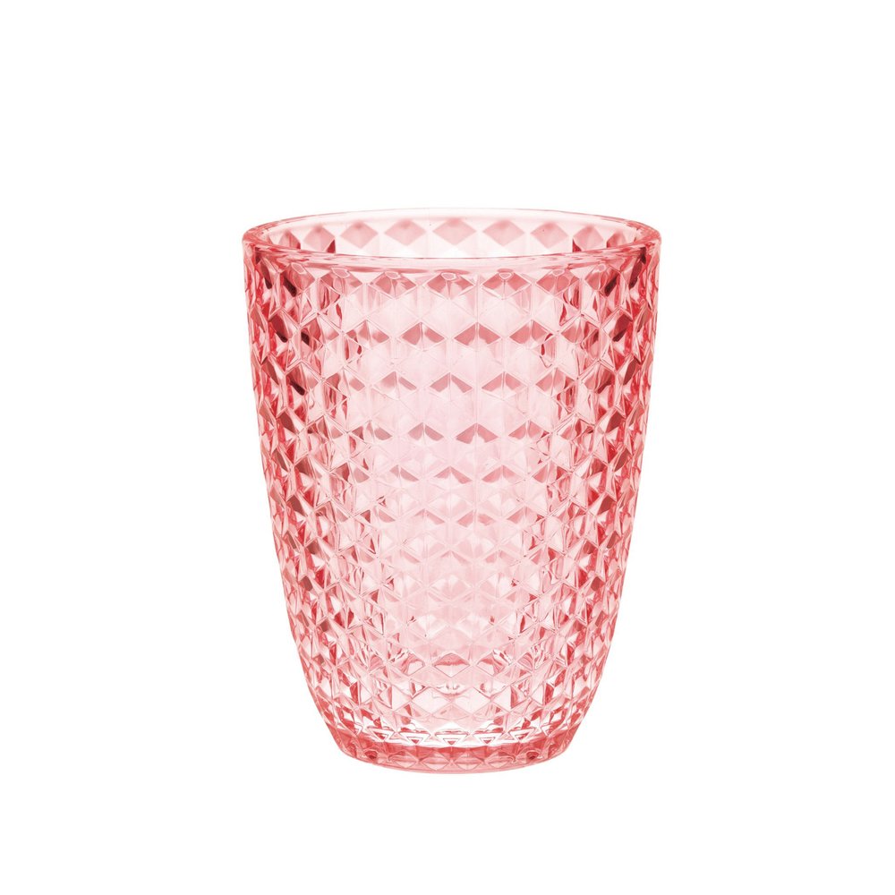 Set of Four Pink Diamond Acrylic Stemless Whiskey Glass on a white background