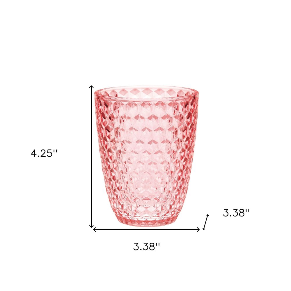Set of Four Pink Diamond Acrylic Stemless Whiskey Glass on a white background