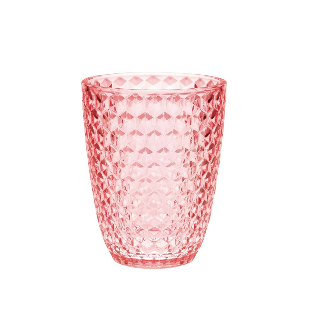 Set of Four Pink Diamond Acrylic Stemless Whiskey Glass on a white background
