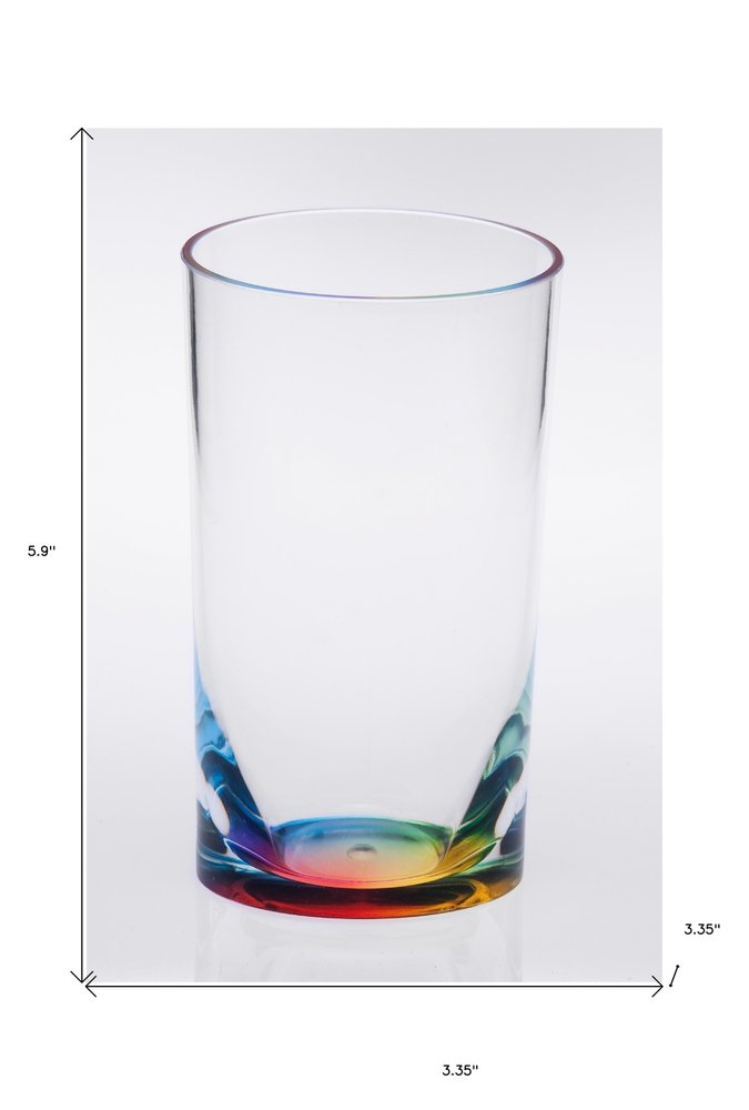 Set of Four Rainbow Acrylic Stemless Highball Glass - 5.90" H x 3.35" W x 3.35" D