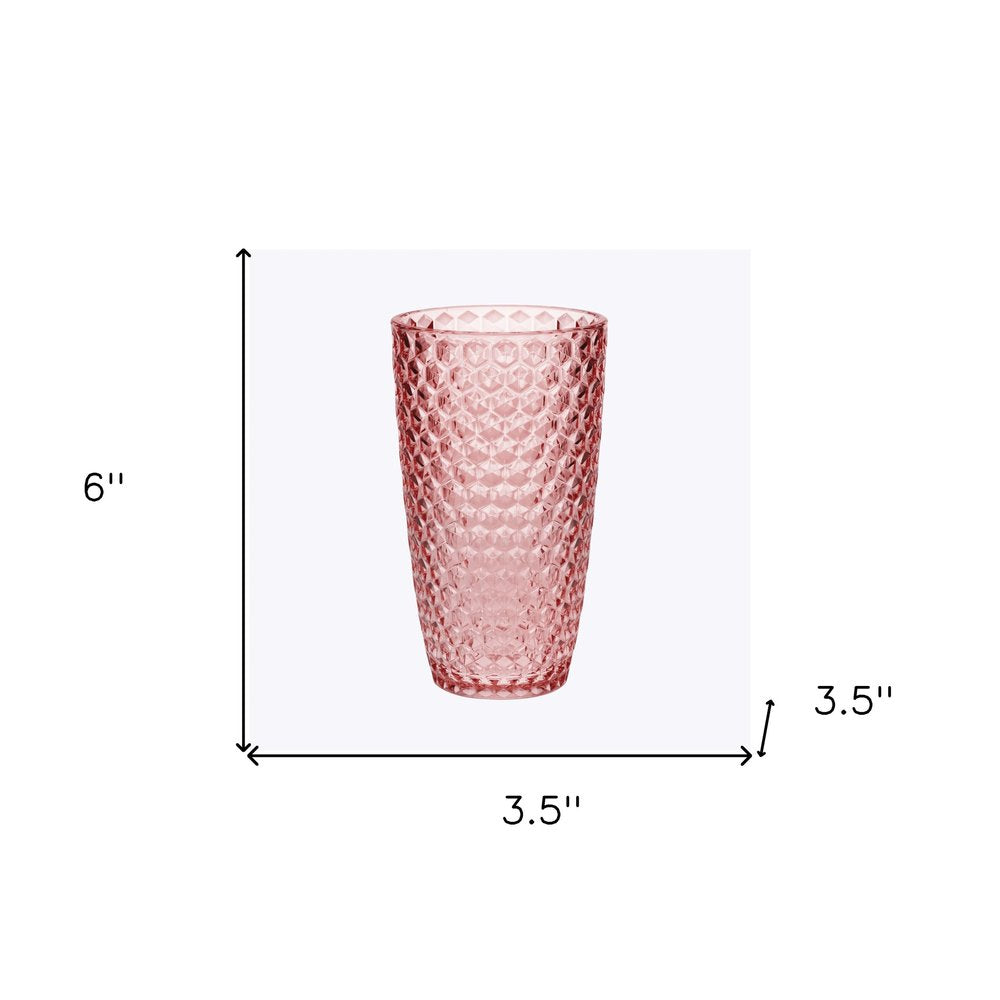 Set of Four Pink Acrylic Stemless Highball Glass - with Four Highball Glasses