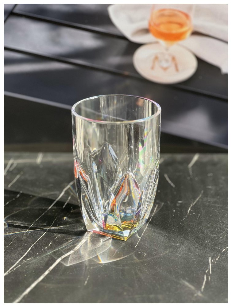 Set of Four Rainbow Acrylic Stemless Highball Glass - 5.38" H x 3.50" W x 3.50" D