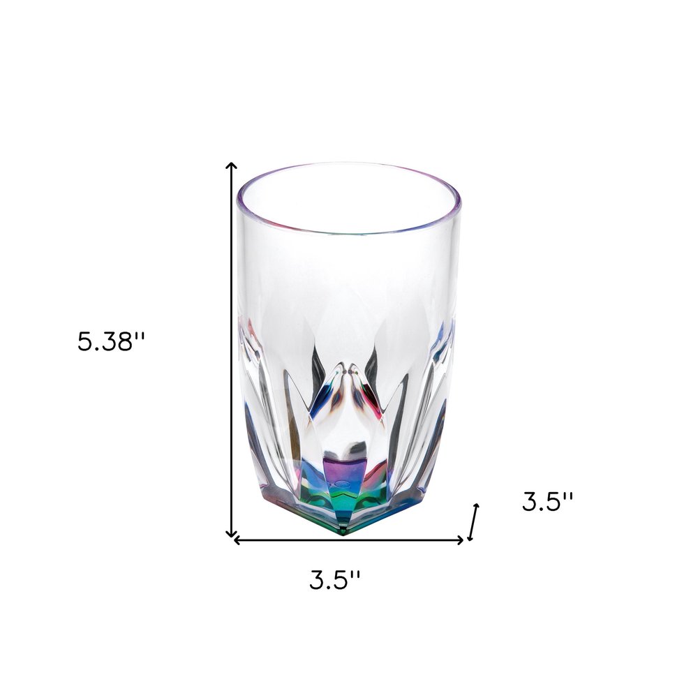 Set of Four Rainbow Acrylic Stemless Highball Glass - 5.38" H x 3.50" W x 3.50" D